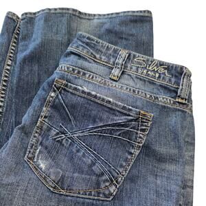 Silver Women's Blue Distressed Lola Flare Jeans Size 34x33 Classic Y2K